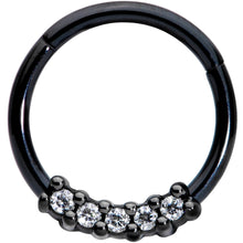 Load image into Gallery viewer, 16G 3/8 Clear CZ Gem Black Hinged Segment Ring