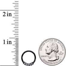 Load image into Gallery viewer, 16G 3/8 Clear CZ Gem Black Hinged Segment Ring
