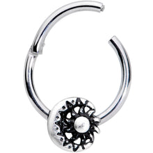 Load image into Gallery viewer, 16G 3/8 Moon Cradling the Sun Hinged Segment Ring