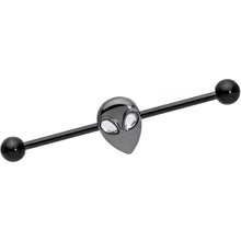 Load image into Gallery viewer, 14G Clear Gem Black Alien Invader Industrial Barbell 38mm