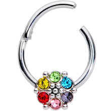 将图片加载到图库查看器,16G 3/8 Multicolor Gem Rainbow Flower Hinged Segment Ring