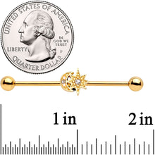 Load image into Gallery viewer, 14G Clear Gem Gold Tone Holiday Star Industrial Barbell 38mm