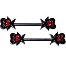 Load image into Gallery viewer, 14G Clear Gem Heart Black Horseshoe Barbell Nipple Ring Set