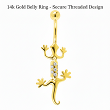 Load image into Gallery viewer, 16G Solid 14K Yellow Gold Cubic Zirconia Izzy Lizzy Belly Ring