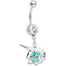 将图片加载到图库查看器,Clear Gem Glow Orb Unicorn Dangle Belly Ring