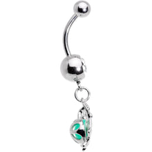 将图片加载到图库查看器,Clear Gem Glow Orb Unicorn Dangle Belly Ring