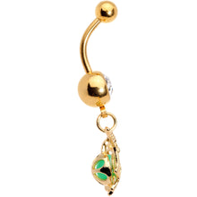 将图片加载到图库查看器,Clear Gem Gold Tone Glow Orb Unicorn Dangle Belly Ring