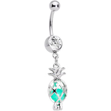 Load image into Gallery viewer, Clear Gem Glow in the Dark Pineapple Dangle Belly Ring