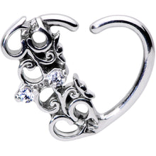 Load image into Gallery viewer, 16G 3/8 Clear CZ Gem Abstract Hearts Right Heart Closure Ring