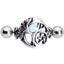 Load image into Gallery viewer, 16G 1/2 White Synthetic Opal Pentagram Tree Cartilage Cuff