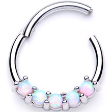 将图片加载到图库查看器,16G 3/8 White Synthetic Opal Crest Hinged Segment Ring