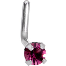 Load image into Gallery viewer, 20G 1/4 Purple CZ Gem L Shaped Nose Ring