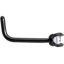 Load image into Gallery viewer, 20G 1/4 Clear CZ Gem Black L Shaped Nose Ring