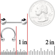 Load image into Gallery viewer, 14G 9/16 1/2 Clear Gem Flower Horseshoe Barbell Nipple Ring Set
