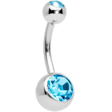 Load image into Gallery viewer, Aqua Gem Valentines Day Winged Heart Belly Ring Set of 4