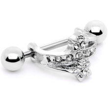 Load image into Gallery viewer, 16G 1/2 Clear Gem Cross Crown Cartilage Cuff