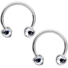 Load image into Gallery viewer, 14G 9/16 Clear Gem Heart Horseshoe Nipple Ring Set