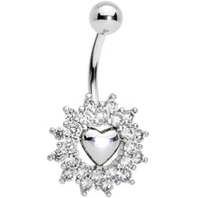 Load image into Gallery viewer, Clear Gem Valentines Day Sunburst Heart Belly Ring Set of 4