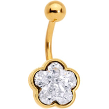 将图片加载到图库查看器,Clear Gem White Faux Druzy Gold Tone Flower Belly Ring Set of 4