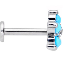 Load image into Gallery viewer, 16G 5/16 CZ Gem Faux Turquoise Flower Internally Threaded Labret