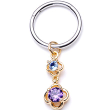 将图片加载到图库查看器,16G 3/8 Blue Purple Gem Flower Dangle Hinged Segment Ring