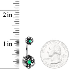 将图片加载到图库查看器,Green Synthetic Opal Moon Pentagram Double Mount Belly Ring
