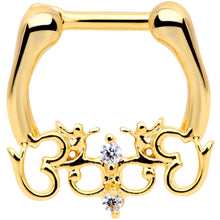 Load image into Gallery viewer, 16G 1/4 Clear CZ Gem Gold Tone Abstract Hearts Cartilage Clicker