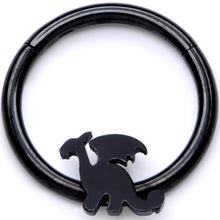 将图片加载到图库查看器,16G 3/8 Black Fantasy Dragon Hinged Segment Ring