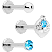 将图片加载到图库查看器,16G 5/16 Aqua Gem Internally Threaded Labret Set