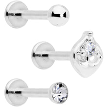 将图片加载到图库查看器,16G 5/16 Clear Gem Internally Threaded Labret Set