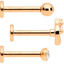 Load image into Gallery viewer, 16G 5/16 Clear Gem Rose Gold Tone Internally Threaded Labret Set