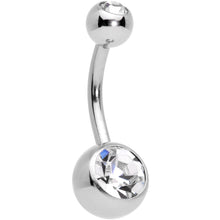 Load image into Gallery viewer, Clear Gem Blue Faux Druzy Peaceful Moon Belly Ring Set