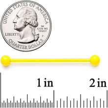 Load image into Gallery viewer, 14G Yellow Coated Glow in the Dark Industrial Barbell 38mm