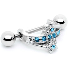 将图片加载到图库查看器,16G 1/2 Blue Gem Cross Crown Cartilage Cuff