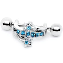 将图片加载到图库查看器,16G 1/2 Blue Gem Cross Crown Cartilage Cuff