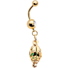 Load image into Gallery viewer, Clear Gem Gold Tone Glow in the Dark Lotus Flower Dangle Belly Ring
