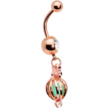 Load image into Gallery viewer, Black Clear Gem Rose Gold Tone Glow in the Dark Owl Dangle Belly Ring