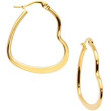 Load image into Gallery viewer, 30mm Gold Tone PVD Stainless Steel Heart Hoop Earrings