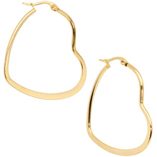 Load image into Gallery viewer, 40mm Gold Tone PVD Stainless Steel Heart Hoop Earrings