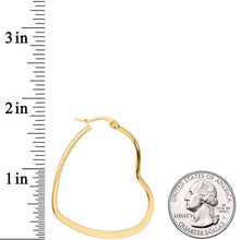 Load image into Gallery viewer, 40mm Gold Tone PVD Stainless Steel Heart Hoop Earrings