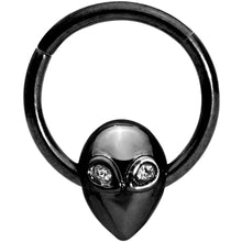 将图片加载到图库查看器,16G 3/8 Clear Gem Black Alien Invader Hinged Segment Ring