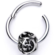 将图片加载到图库查看器,16G 3/8 Abstract Pattern Bead Hinged Segment Ring