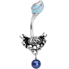 将图片加载到图库查看器,Blue Orbs Nautical Crab and Whelk Shell Dangle Belly Ring