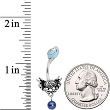 将图片加载到图库查看器,Blue Orbs Nautical Crab and Whelk Shell Dangle Belly Ring