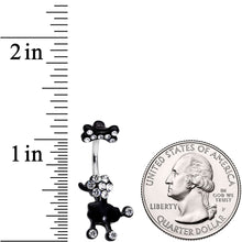 将图片加载到图库查看器,Clear Gem Give a Dog a Bone Double Mount Belly Ring
