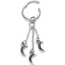 将图片加载到图库查看器,16G 3/8 Triple Crescent Moon Dangle Hinged Segment Ring