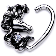 将图片加载到图库查看器,16G 3/8 Clear CZ Unicorn Right Heart Closure Ring