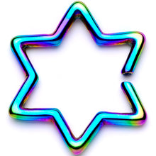 Load image into Gallery viewer, 16G 5/16 Rainbow Hexagram Star of David Closure Ring