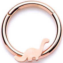将图片加载到图库查看器,16G 3/8 Rose Gold Tone Tiny Dinosaur Hinged Segment Ring
