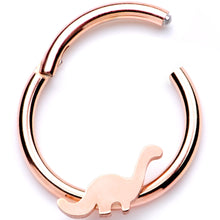 将图片加载到图库查看器,16G 3/8 Rose Gold Tone Tiny Dinosaur Hinged Segment Ring